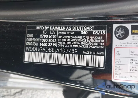 2018 Mercedes-Benz S 560 из США, поврежденный, VIN WDDUG8DB8JA409789